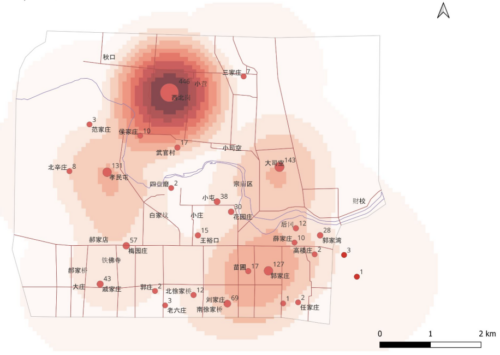 Figure 6 : carte de dispersion des ossements de chiens