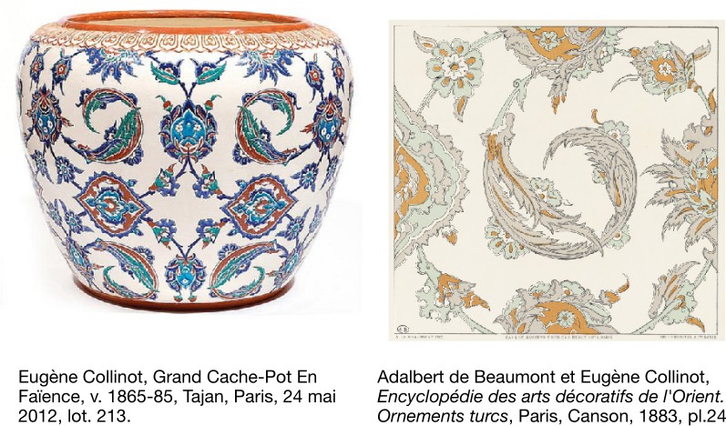 Exemples de correspondances visuelles entre recueils de modèles et objets céramiques